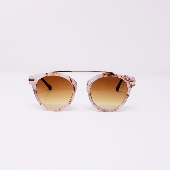 Marble Pattern Round Mirrored Sunglasses - Picture 4 of 7
